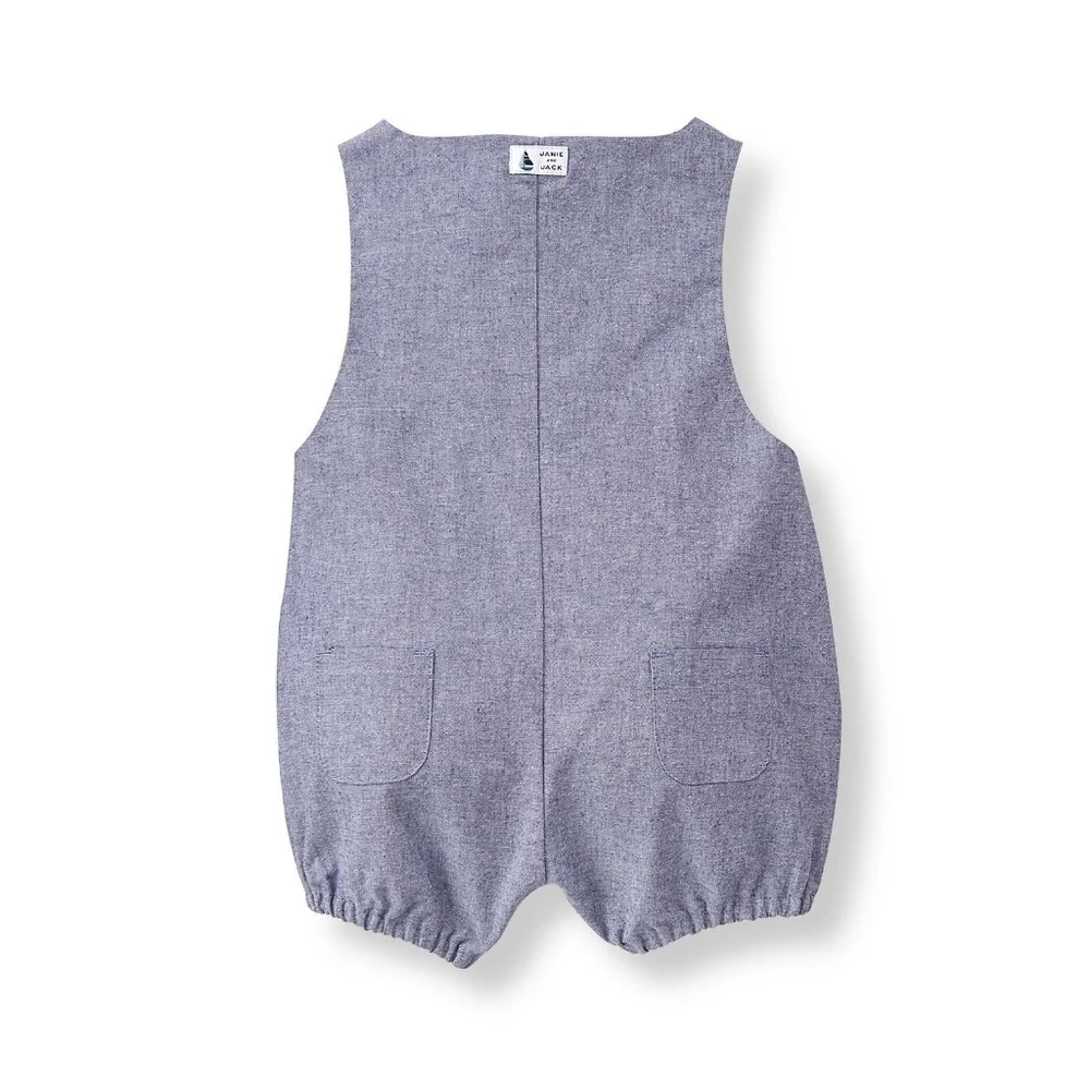 Janie & Jack | Piped Chambray Shortall - Picture 2 of 3